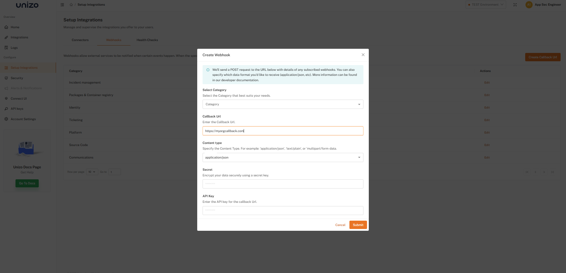 Unizo Sign Up Form