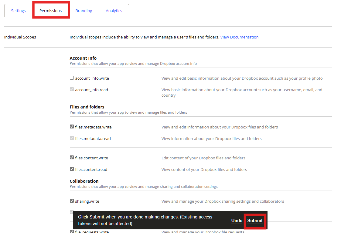 Create Dropbox App on DBX Platform