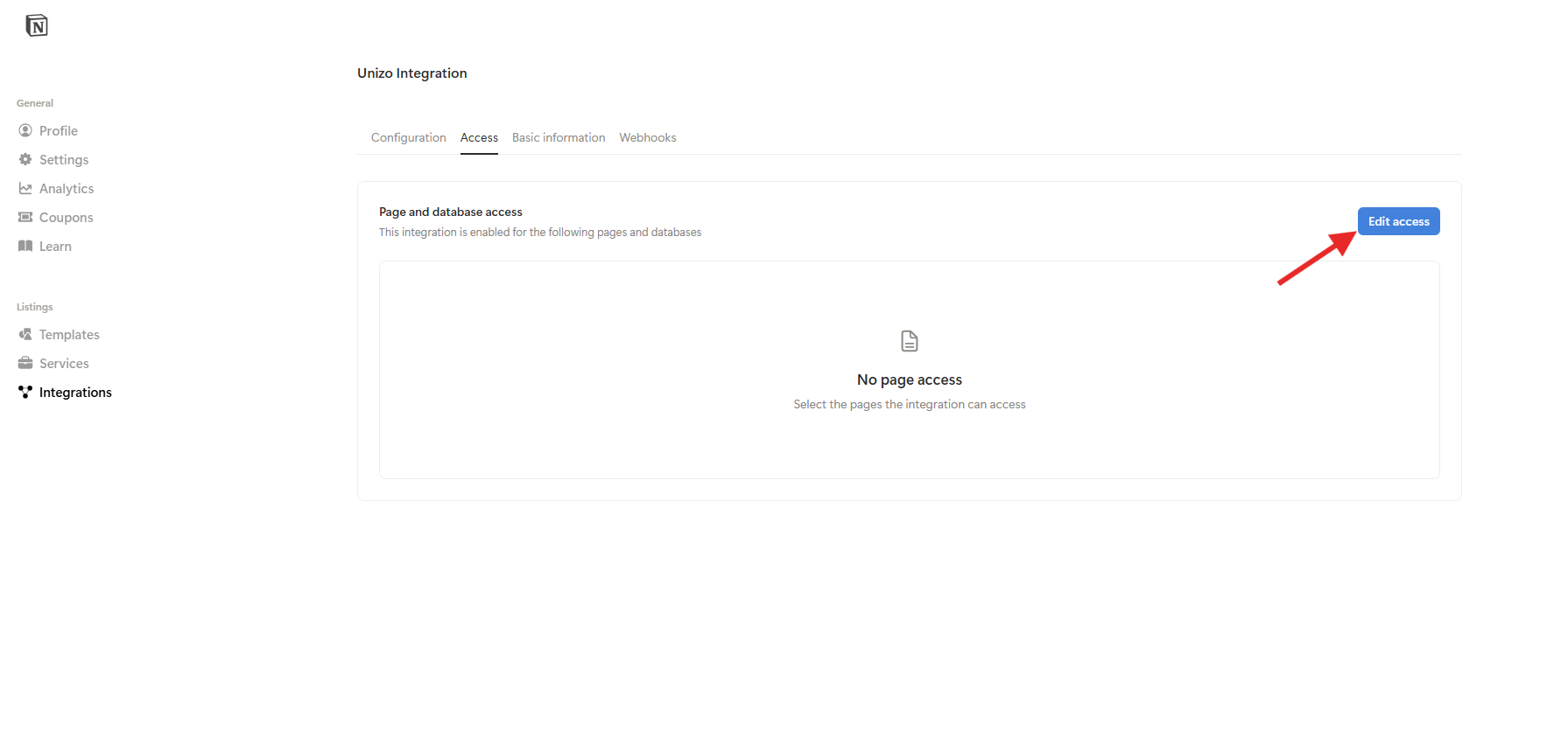 Share Notion Page with Integration